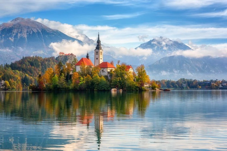 Famous alpine Bled lake in Slovenia