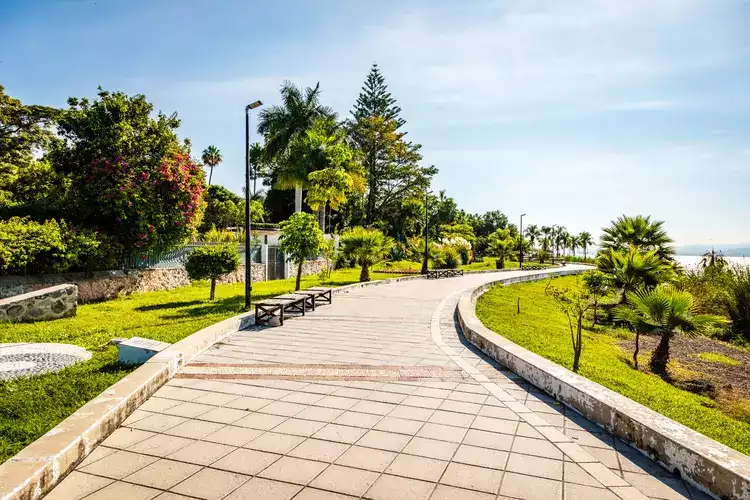 The broad paved malecon in Ajijic Mexico