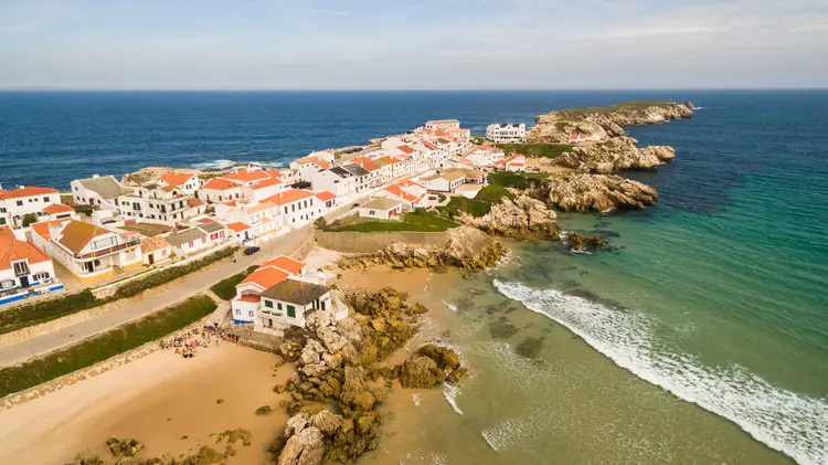 Island Baleal naer Peniche on the shore of the ocean in west coast of Portugal. peniche