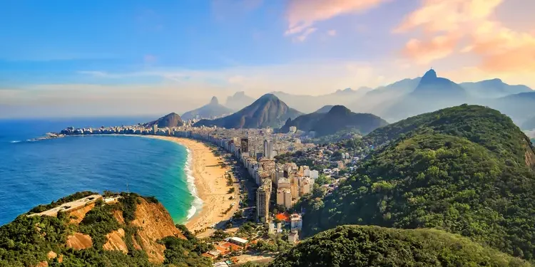 Copacabana Beach and Ipanema beach in Rio de Janeiro, Brazil.