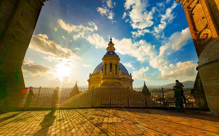 Sunset view of Cuenca's Cathedral in Ecuador