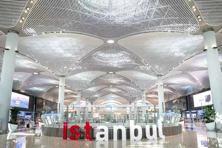 Departures Hall interior of the Istanbul Airport. Turkey Infrastructure