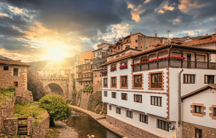 River in the village of Potes in Cantabria, Spain. spain facts