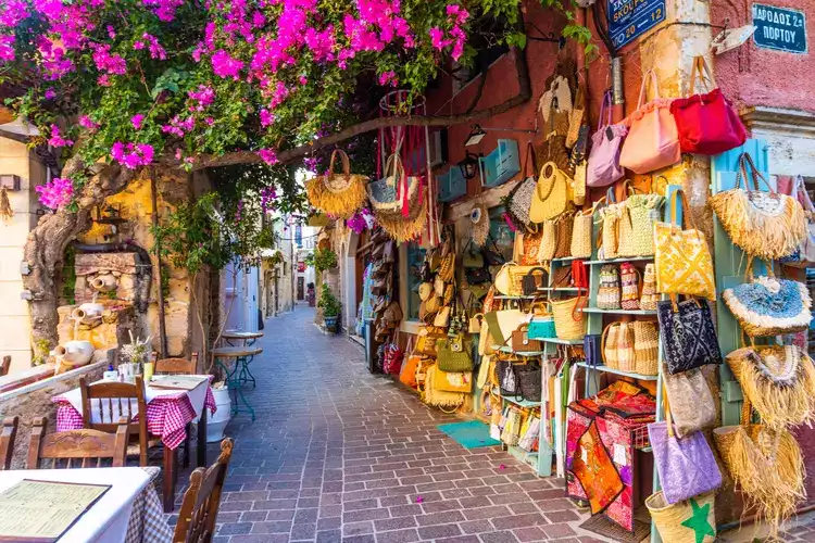 Sunny day in a market in Greece