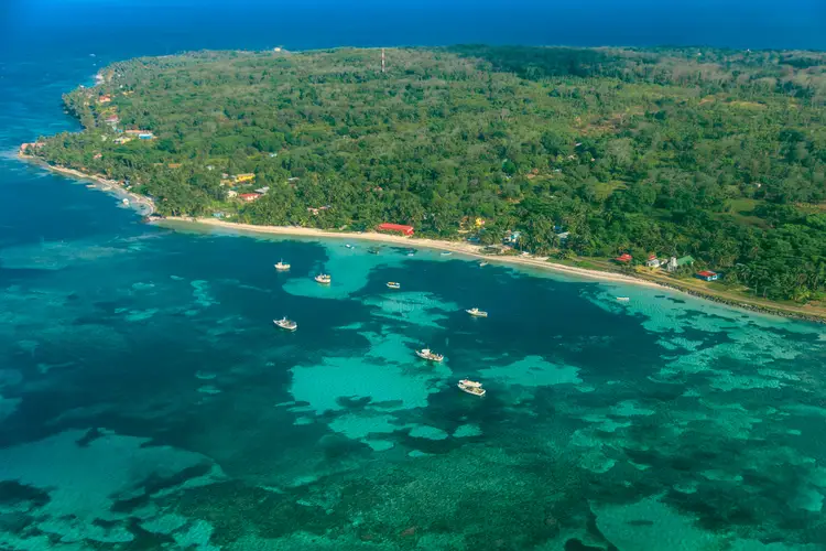 aerial view of Corn Island on Nicaragua caribbean.