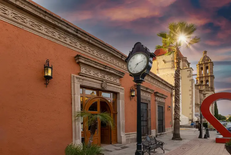 Mexico, Durango streets near historic center and Durango Cathedral, Mexico. durango