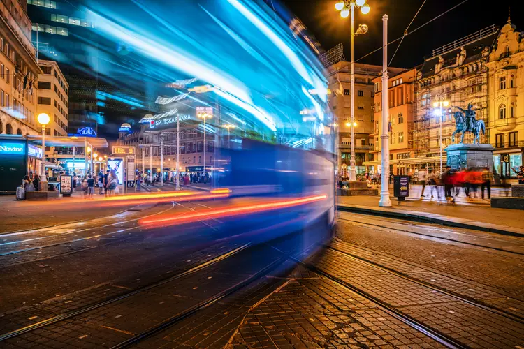 Long exposure shot of Zagreb city, Croatia. taxes in croatia