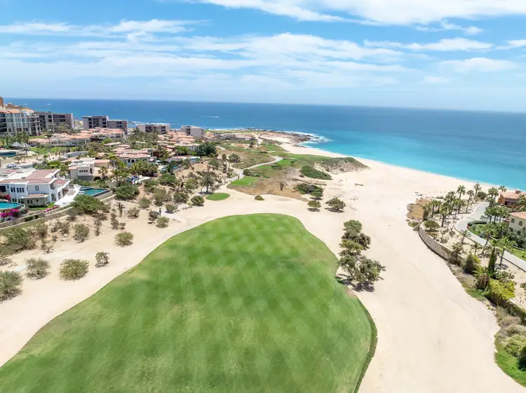 Aerial view of luxury golf course on the pacific ocean in Los Cabos, Cabo San Jose, Mexico. cabo san lucas