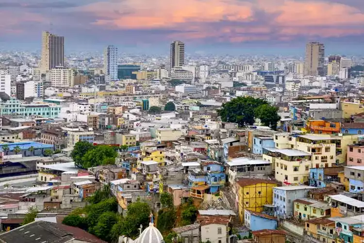 Aerial view of Guayaquil, Ecuador. moving to ecuador