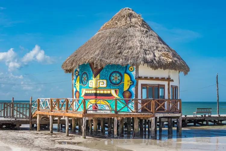 Isla Holbox house on the pier, information office at the Mexican Island. isla holbox