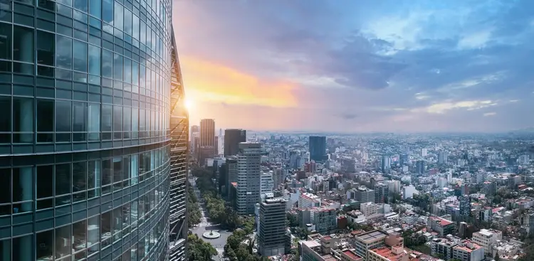 Panoramic skyline view of Mexico City business and Financial center close to Paseo De Reforma. invest in mexico