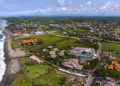 View of the western balinese coast near the village of Canggu. Echo beach visible on the left. Indonesia