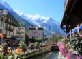 Town of Chamonix Mont Blanc in the french Alps