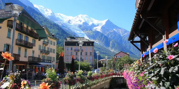 Town of Chamonix Mont Blanc in the french Alps