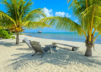 Paradise beach in Placencia, tropical coast of Belize, Caribbean Escape