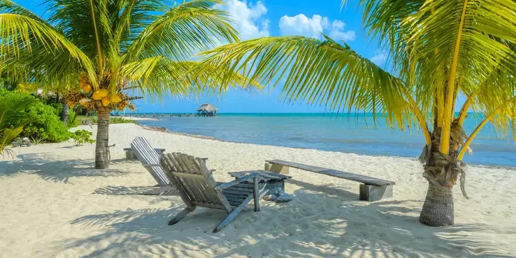 Paradise beach in Placencia, tropical coast of Belize, Caribbean Escape