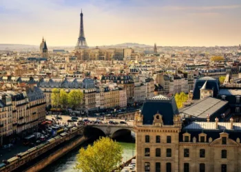 View of Paris with the Eiffel Tower in the background