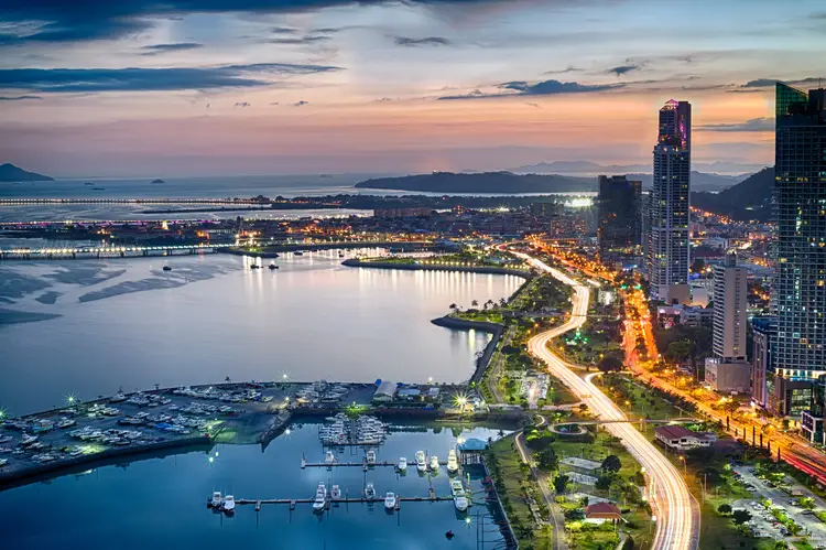 Avenida Balboa at Dusk, Panama City Panama