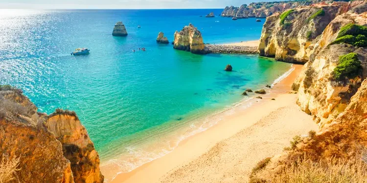 Beautiful sandy beach near Lagos in Panta da Piedade, Algarve, Portugal