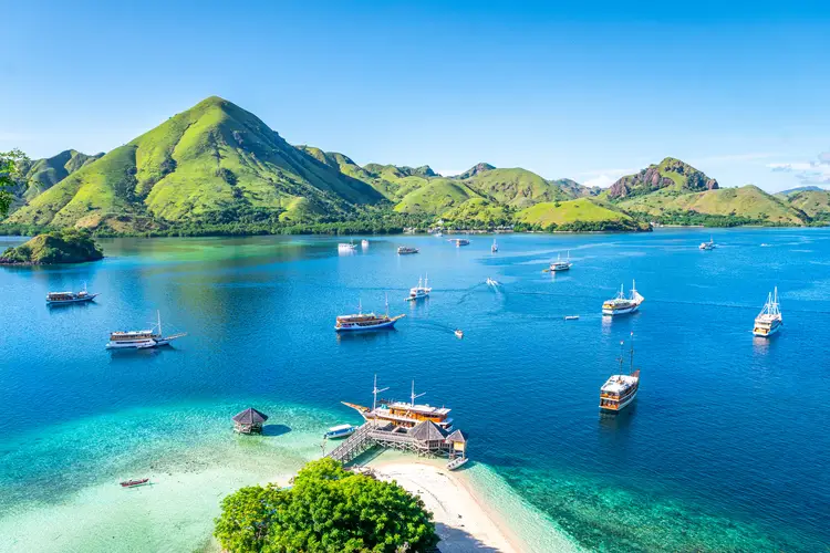 views of kelor island on komodo national park, indonesia