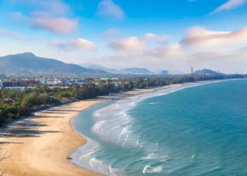 Aerial view of Hua Hin beach, Thailand. Hua Hin