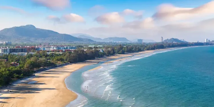 Aerial view of Hua Hin beach, Thailand. Hua Hin