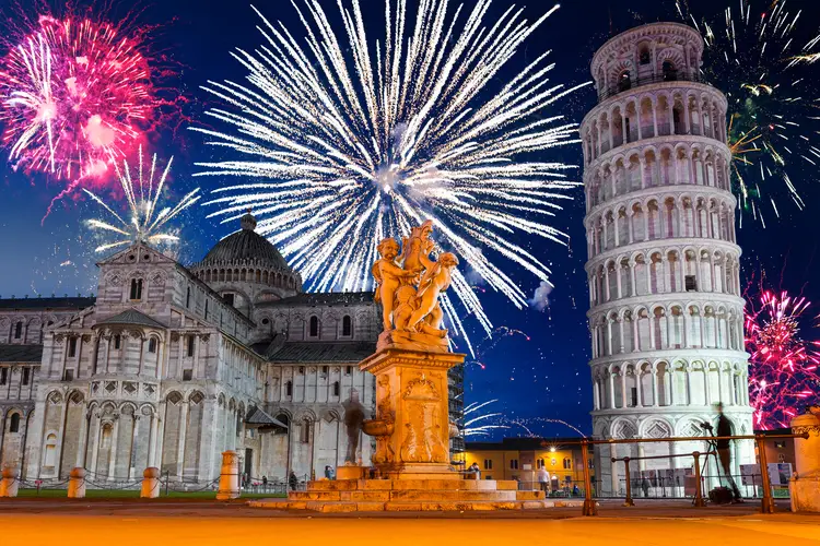 New Years firework display in Pisa