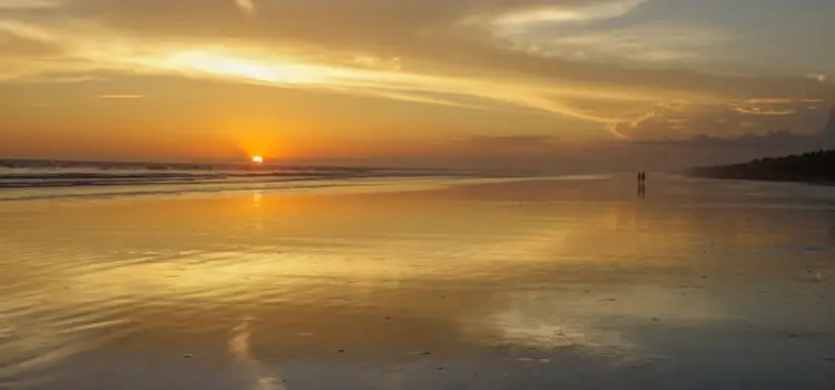 A beach in Las Lajas, Panama during sunset. playa las lajas