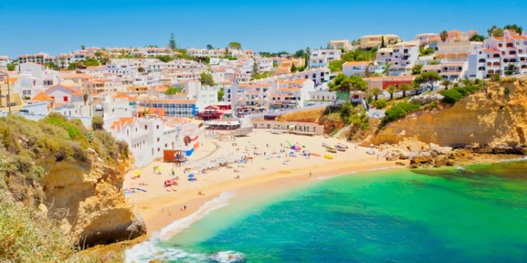 Beautiful rocky coastline in the Algarve, Portugal