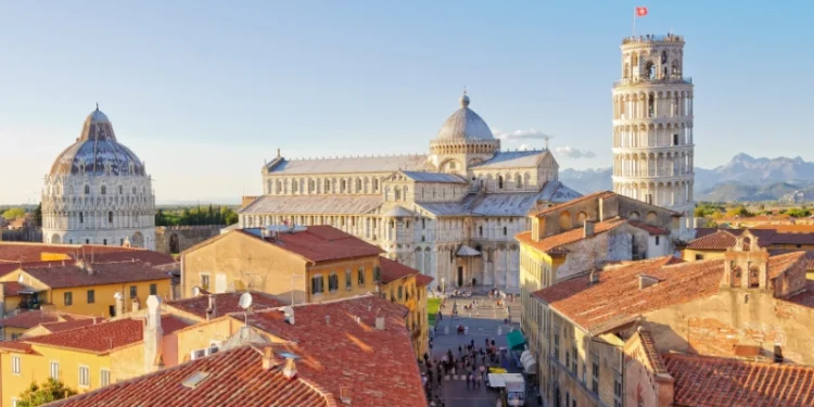 The Field of Miracles (Campo dei Miracoli) photographed from the Grand Hotel Duomo - Pisa, Tuscany, Italy Stock Photo | Adobe Stock