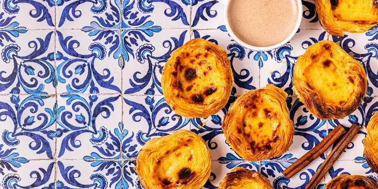 Egg tart, traditional Portuguese dessert, pastel de nata