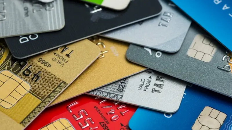 Stack of multicolored credit cards close-up. banking in panama