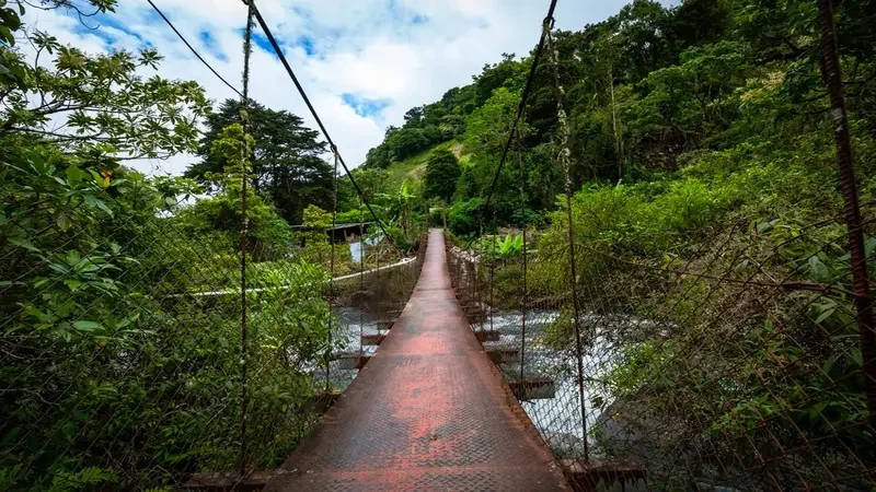 Jungle path to the Lost Waterfalls in Boquete. climate in panama