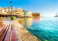 View of the old port of Chania, Crete Island, Greece.