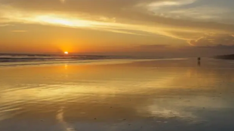 A beach in Las Lajas, Panama during sunset. playa las lajas