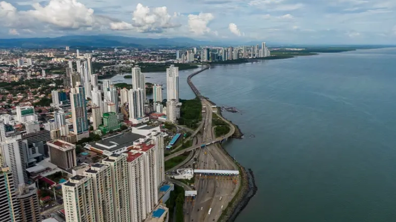 Beautiful aerial view of the Panama City Buildings Parks and marina. san francisco