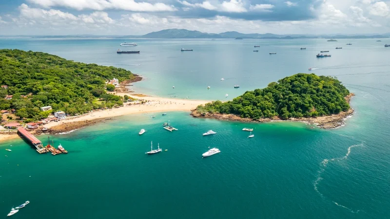 Taboga Island Aerial View. Tropical island located in the Pacific near Panama City,Panama. taboga