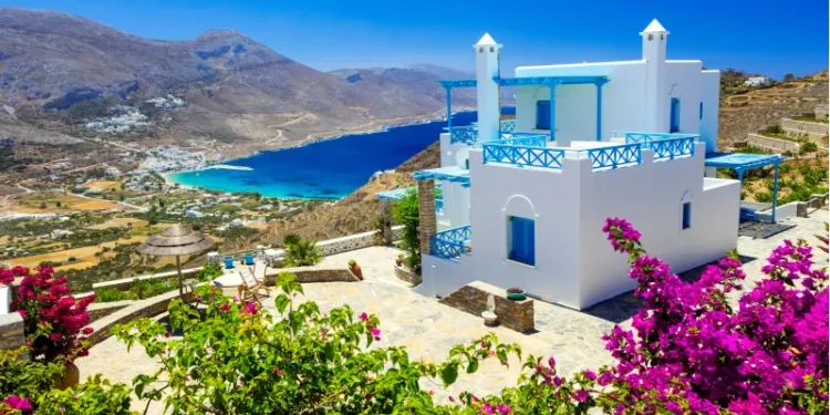 Amazing Greek holidays - Amorgos island, splendid view of Aegialis bay, Cyclades Stock Photo | Adobe Stock