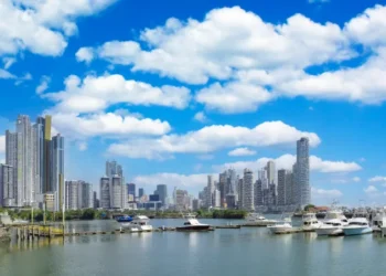 Panoramic view of skyline of Panama City downtown and financial center
