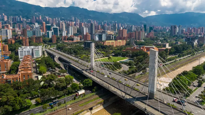 Blue Sky and bridge on Medellin Colombia