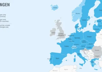 Map of the Schengen area (ENG/US)