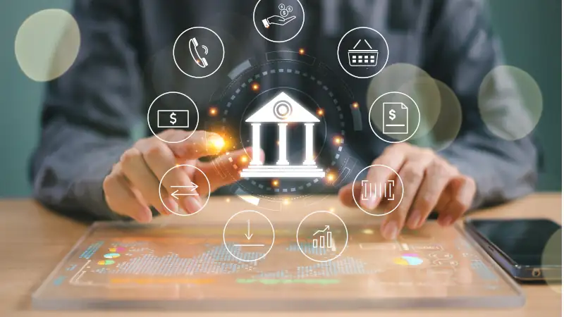 Businessman using mobile banking