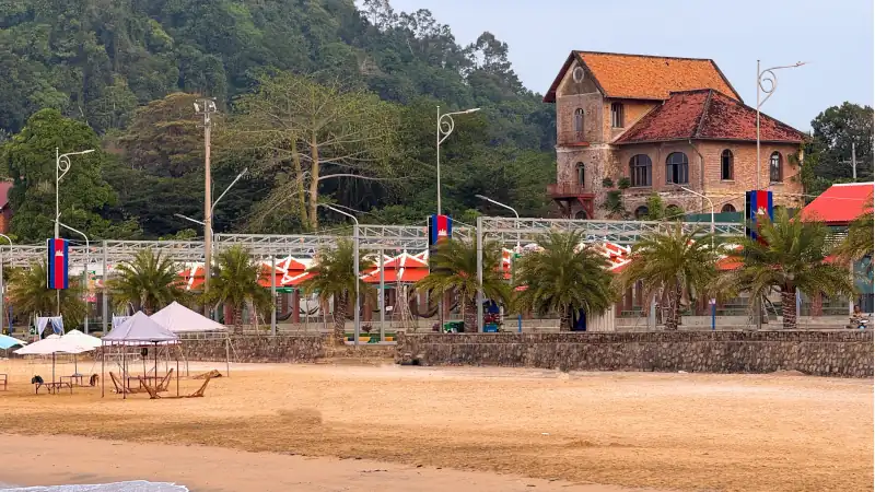 Golden Sands and Tranquility at Kep Beach - Kaeb Beach, Cambodia. Unwind at Kep Beach, Cambodia, where golden sands meet gentle waves and a serene tropical ambiance at Kaeb Beach Cambodia.