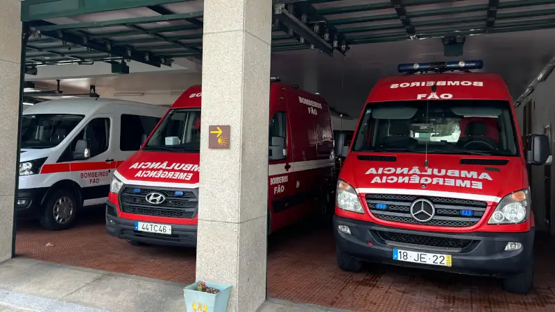 Emergency vehicles parked in garage