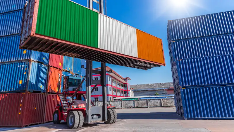 Products shipping cargo goods with Ireland flag
