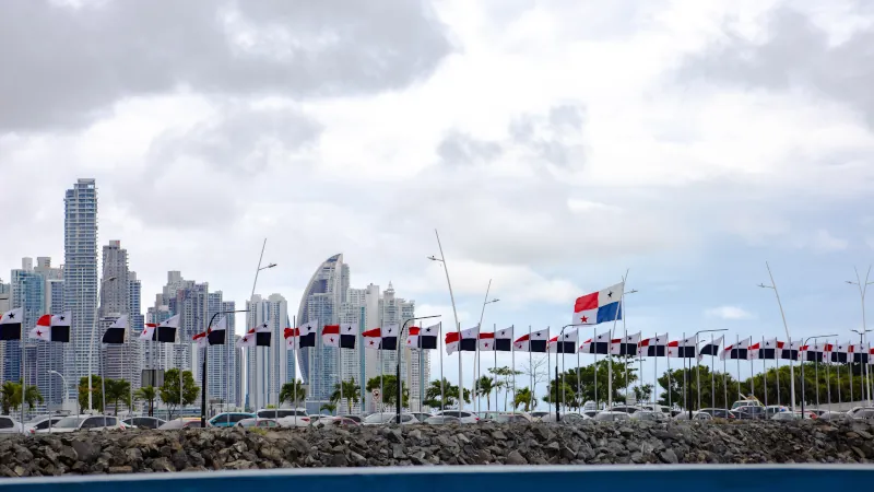 Flags in Cinta Costera During a Holiday