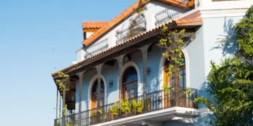 beautiful house facade, historic building exterior - Casco Viejo, Panama City,