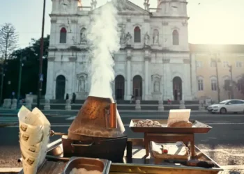 Roasted chestnuts sold near Basilica da Estrela in Lisbon.