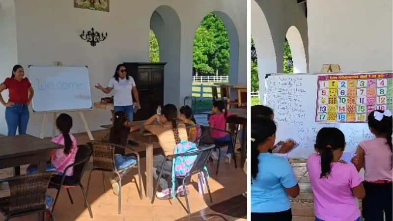 small group of children participating in a community learning activity