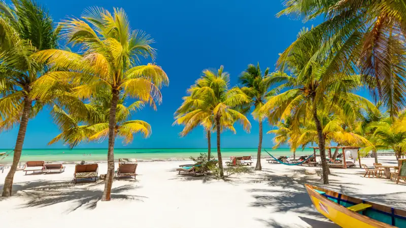 Tropical beach setting on Isla Holbox, Mexico